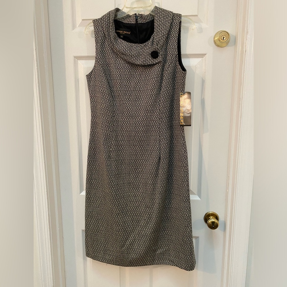 Donna Ricco Black and White Wool Blend Sleeveless Dress - Size 10 NWT